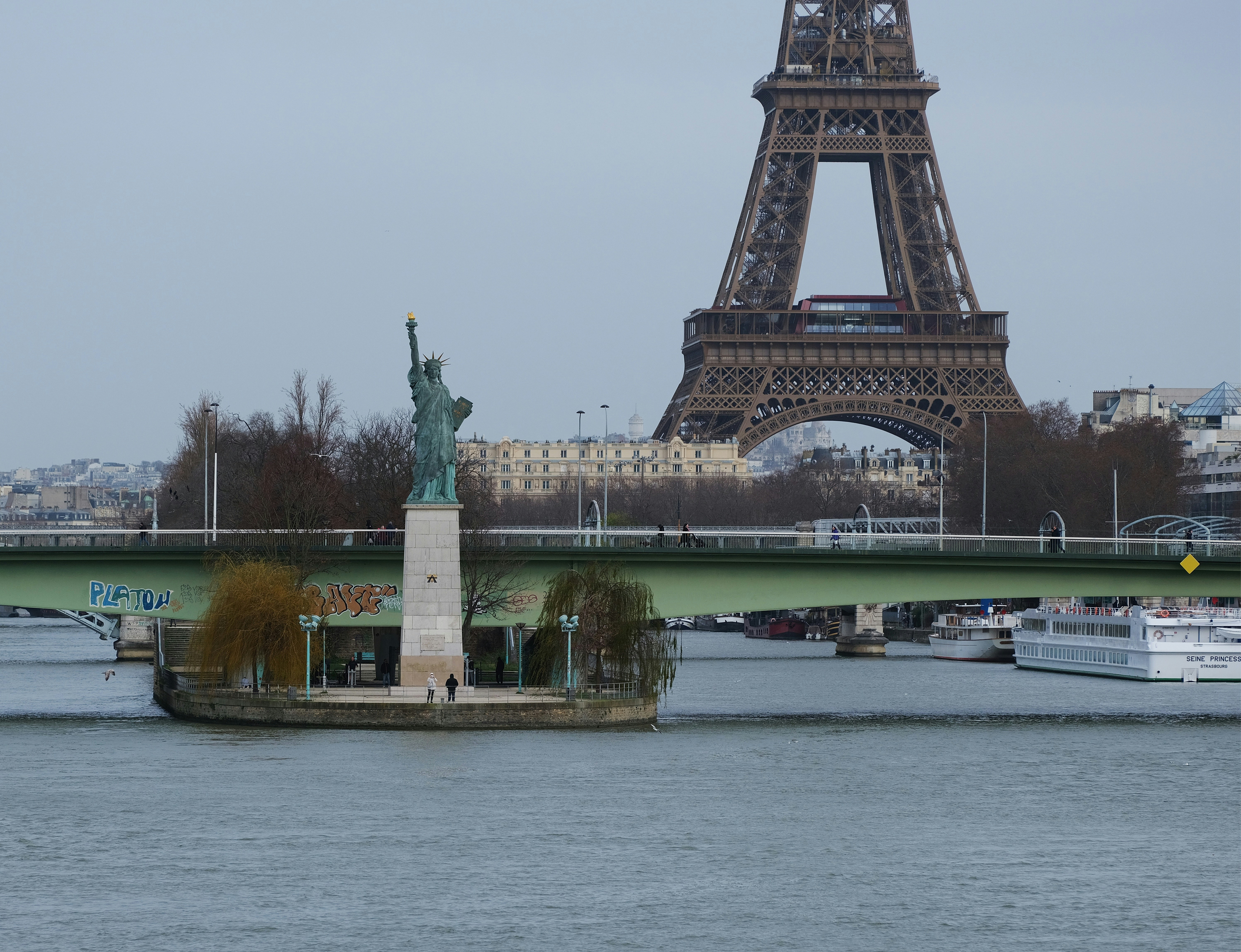 Statue Of Liberty and the Eiffel Tower, Paris